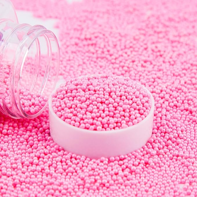 EPHVODI Pink Nonpareils Sprinkles Edible Mini Pearl Sprinkles for Cake Decorations, Baking, Ice Cream, Cookies, Donuts and Lollipops - 2mm Pink Sugar Pearls for Cake Decorating 3.88oz