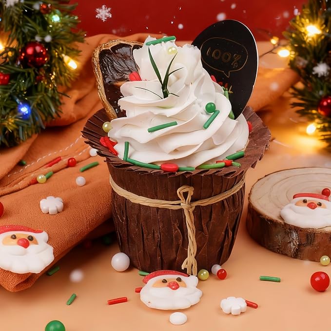 Edible Christmas Sprinkles for Baking, 4.6oz Mix Sugar Santa, Snowflake, Pearl and Jimmies, Red White Green Sprinkles for Cookies, Cupcakes, Ice Cream Decorating