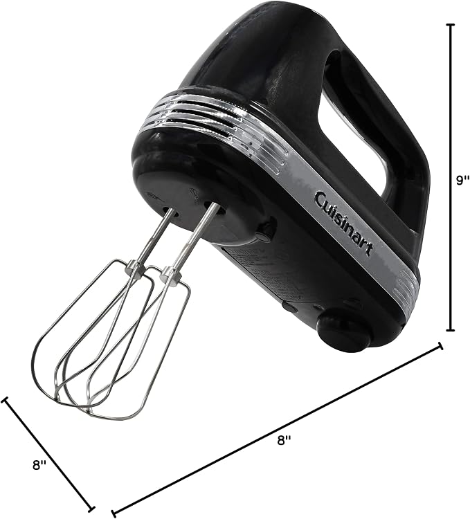 Cuisinart Power Advantage Plus 9-Speed Hand Mixer, 220W-Motor Hand Blender Electric Mixer with 9 Speed Settings, XL Dishwasher-Safe Beaters, 3 Low Mixing Speeds, Storage Case, Black