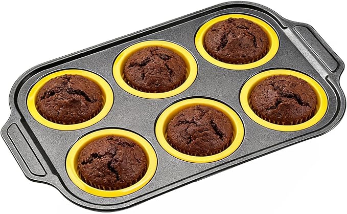 Cupcake Pan - Non Stick Silicone Donut Mold, Baking Tray Set, Reusable Muffin Mold, Oven And Air Fryer Pan With Durablee Construction | Cupcake Pans For Breakfast Dessert Cooking Treat Bread Egg Choco