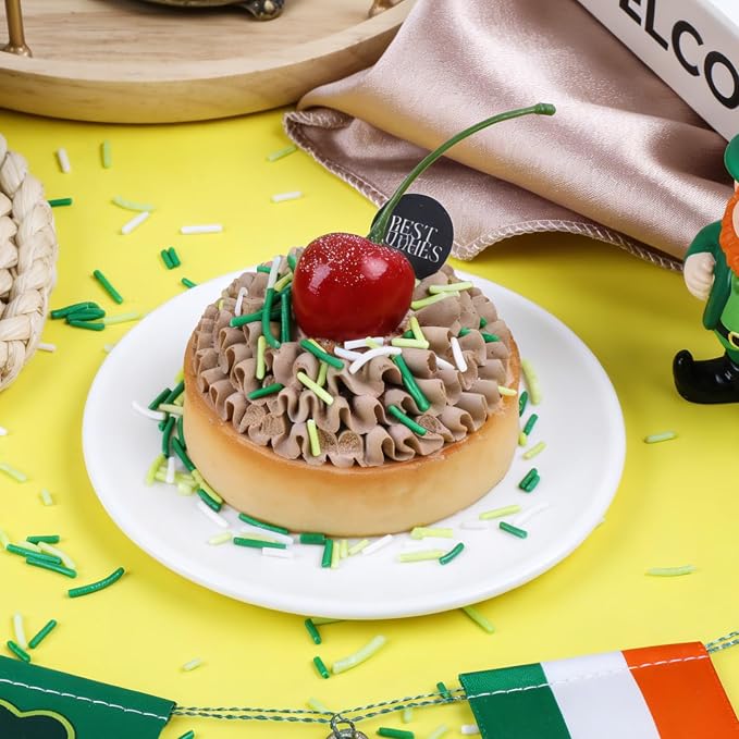 St Patricks Day Sprinkles, 11.3oz/320g Edible Green Sprinkles Mix Shamrock Nonpareils Jimmies & Sanding Sugar, 4 Jars Set for Baking Cakes Cupcakes Cookies