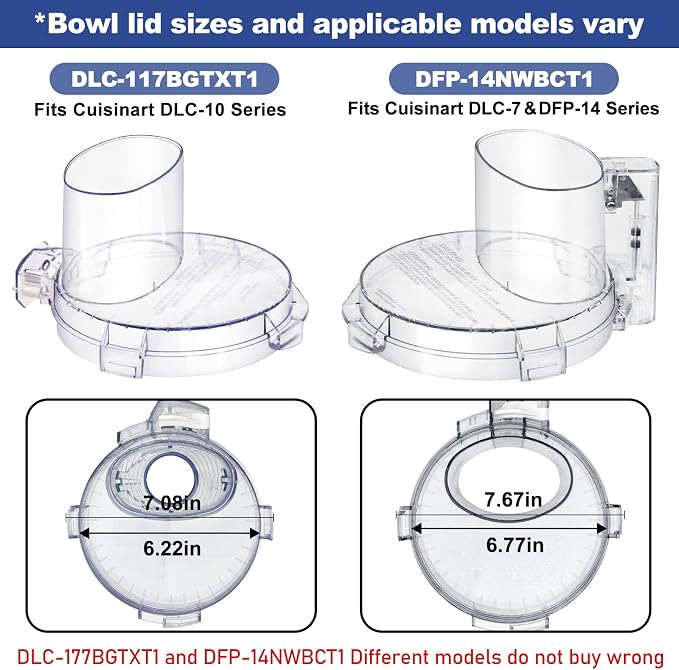 4 Locking Tabs DFP-14NWBCT1 Replacement Clear Food Processor Work Bowl Cover, Compatible with Cuisinart Tritan food Processor Only fits Bowl DLC-005AGTXT1,Fits Model DFP-14, DFP-14BCN, DFP-14BCHN