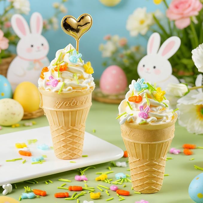 Easter Bunny Sprinkles, Pastel Rabbit Sprinkles in Pink Blue Yellow White Green, Edible Bunny Candy for Baking, Cake Decorating, Easter Egg Cookies & Spring Celebration Carrot Patch Cupcakes Topper Chocolate