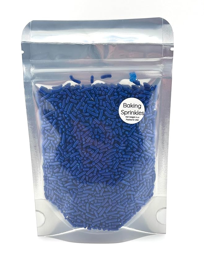 Navy Blue Sprinkles 4oz pack for Baking Cakes, Cupcakes, Cookie Decorations, Ice Cream and Donut Toppings Edible Decorating Baking Supplies (Navy Blue)
