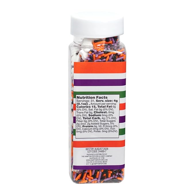White Ghosts & Orange, Purple, Black Sprinkles Mix 4.4 oz, Halloween Sprinkles For Cake Decorating, Baking, Ice Cream & More, The Hampton Candy Company