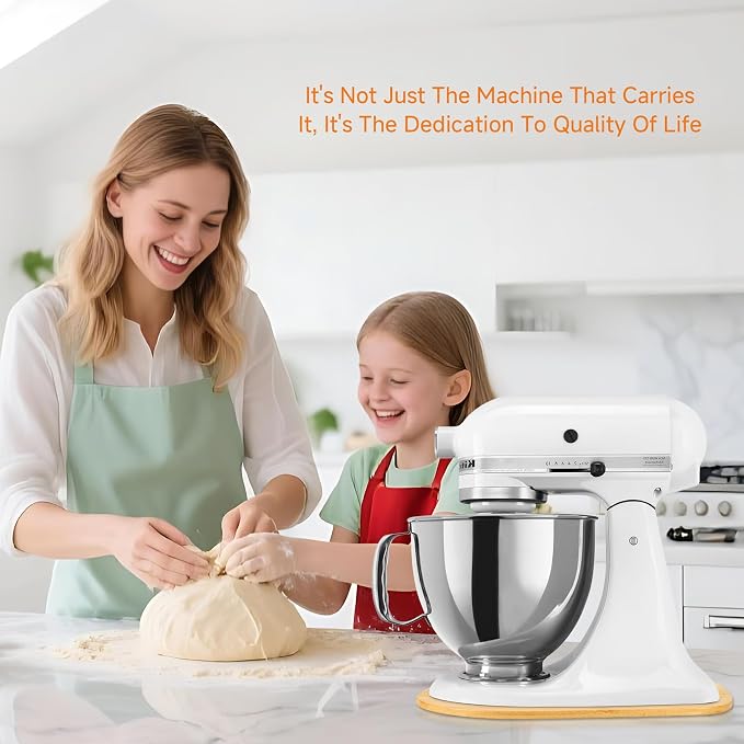 Mixer Slider for Kitchen Aid 4.5-5 Qt Tilt Head Stand Mixer, Bamboo Appliance Sliding Mat for Kitchenaid Artisan 4.5-5 Qt, Kitchen Countertop Accessories Moving Tray Attachments, With Foot Slots