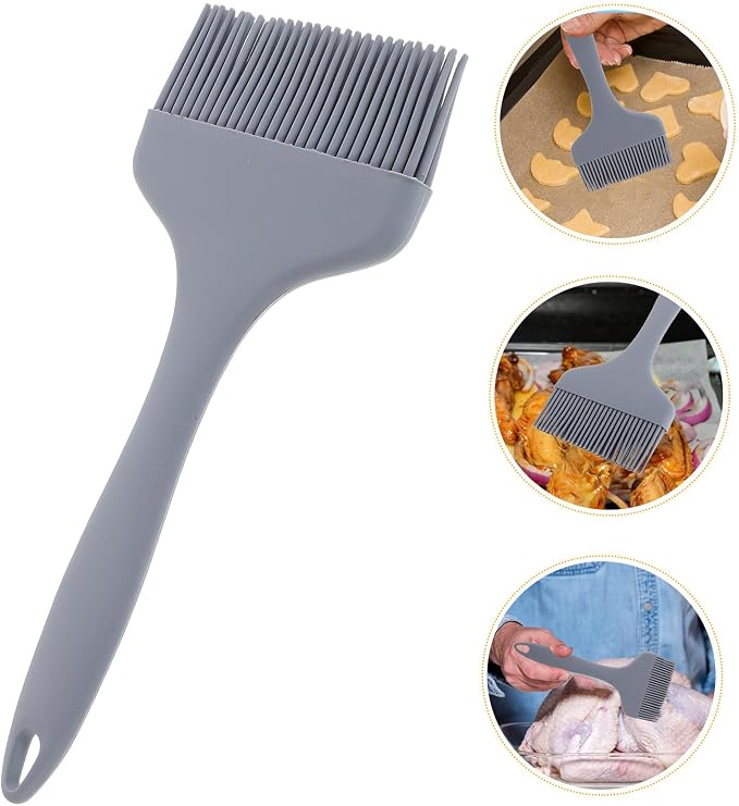 Cabilock High-temperature Resistant Silicone Oil Basting Brush for Cooking and Baking, Gray Heatproof Pastry Brush for Bbq, Turkey, Egg, and Meat Application, 1pcs Kitchen Tool