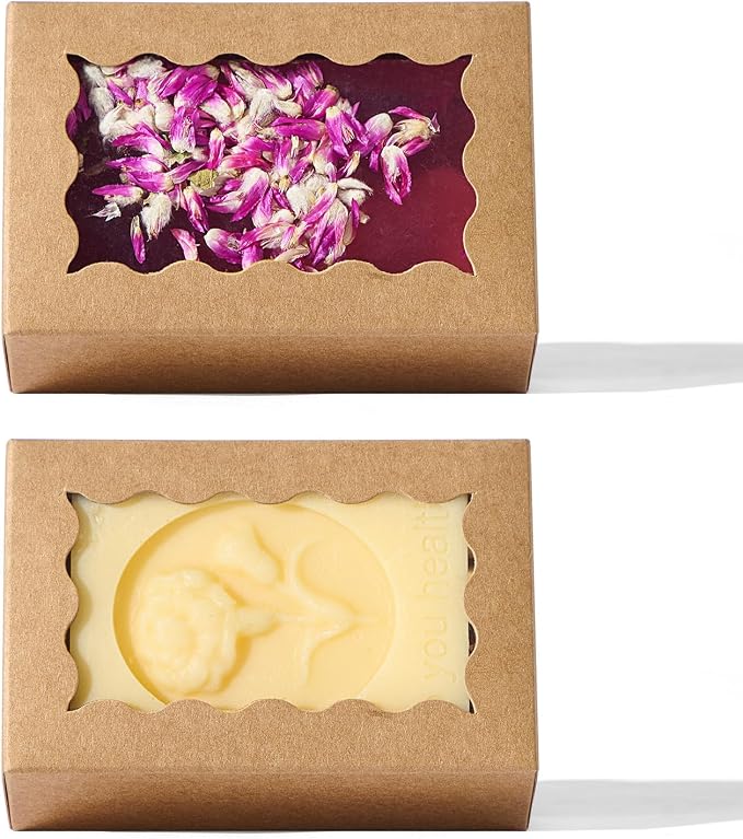 100PCS 3.5x2.36x1.2 inches Brown Soap Boxes with Window - Homemade Soap Packaging, Small Gift Boxes for Bakery, Macarons, Cookies, Candies & Party Favors