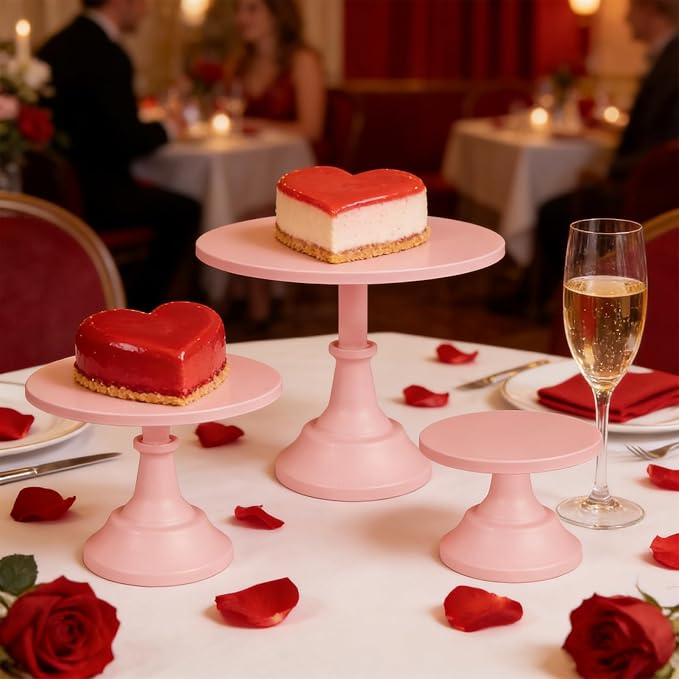3 Pcs Cake Stand Set Metal Round Cake Holder Cupcake Stands 8/10/12 inch Pink Dessert Display Stands Dessert Table Decorations for Birthday Parties, Baby Shower,Wedding Banquets and Anniversary