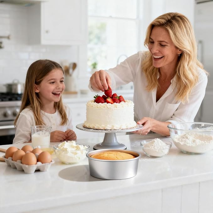 Beasea 8 Inch Cake Pans Set, 3 Pack Aluminum Alloy Round Layer Cake Pan with Removable Bottom for Cheesecake Mold Tin Oven Baking