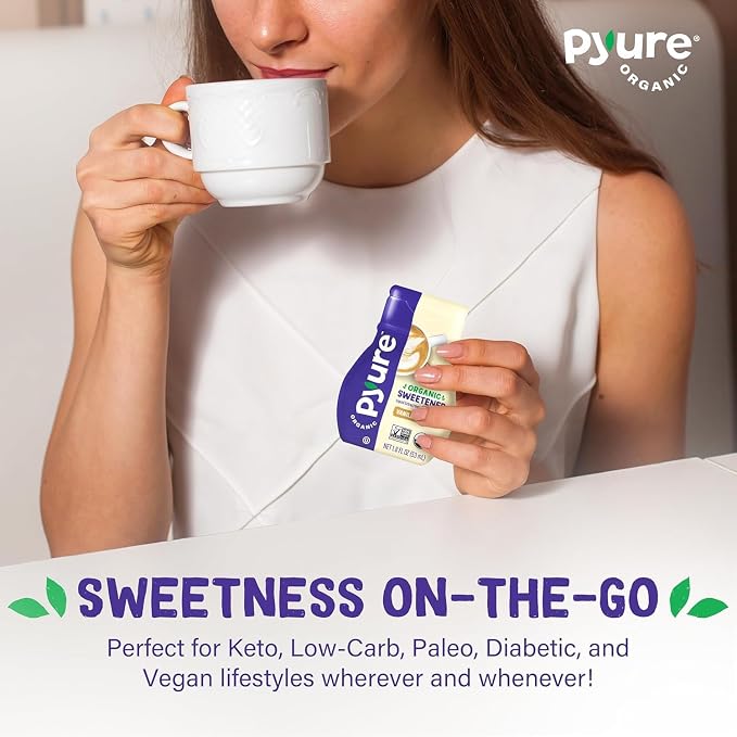 Pyure Organic Vanilla Stevia Liquid Sweetener, Sugar-Free Stevia Drops, Keto Sugar Substitute, Zero Calorie,Zero-Carb, Zero-Sugar, Liquid Sweetener for Coffee,Tea, Baking, 1.8 fl oz Bottle (Pack of 4)