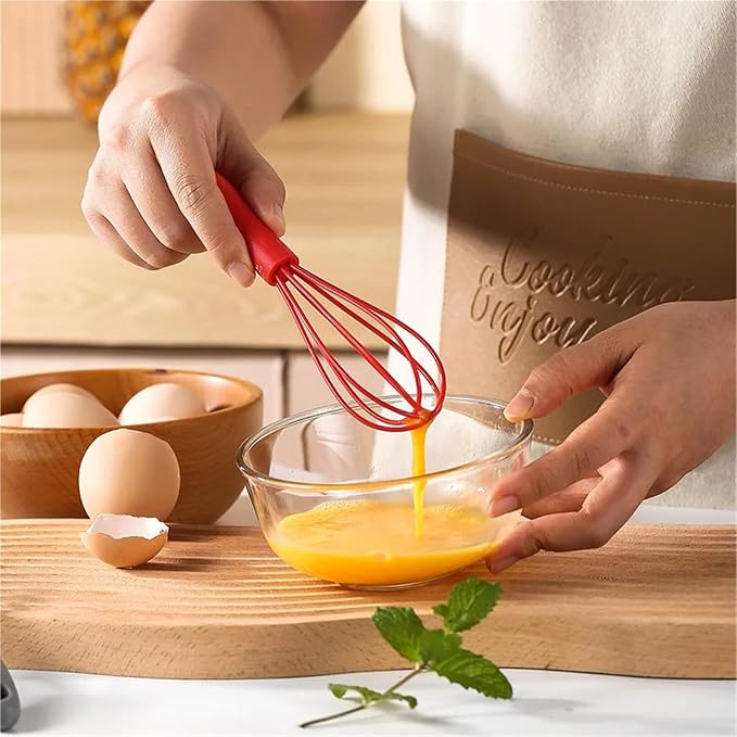 6 Inch Handheld Manual Mixer Silicone Stainless Steel Whisk for Whipping Cream Beating Eggs Mixing Flour Baking Tool(SKY BLUE)