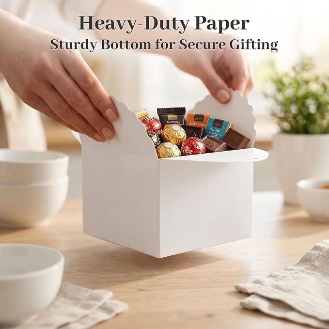 VGOODALL 10PCS Gift Boxes with Ribbon, Small White Candy Box Paper Treat Boxes for Wedding Cookie Chocolates Small Gifts