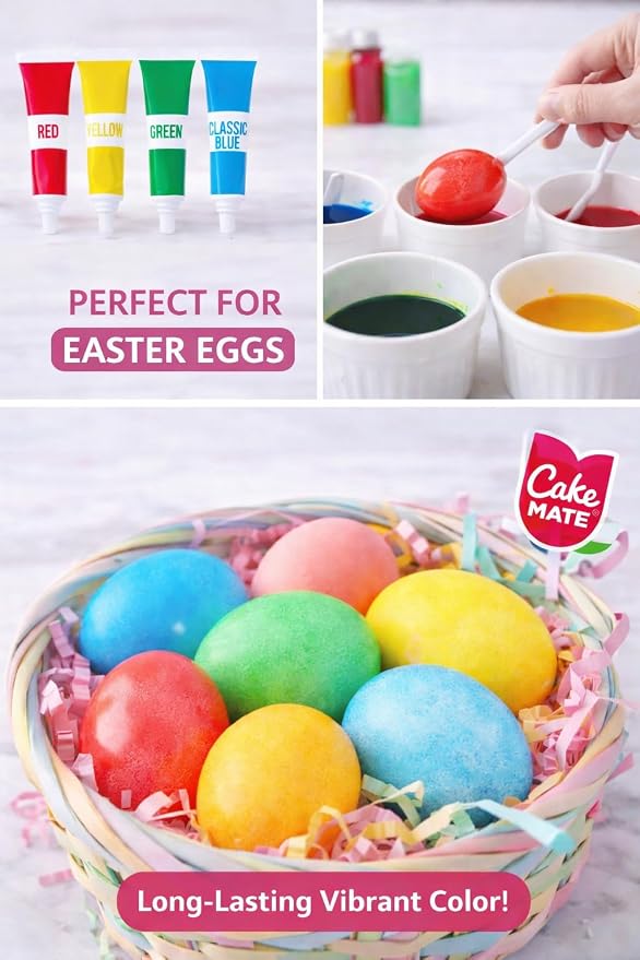 Cake Mate 3 Pack Gel Food Coloring Set – Blue, Red, Green, Yellow (0.67 oz per Gel Tube) – Perfect for Cookie, Cake, Cupcake & Dessert Decorating, Total 8.1oz