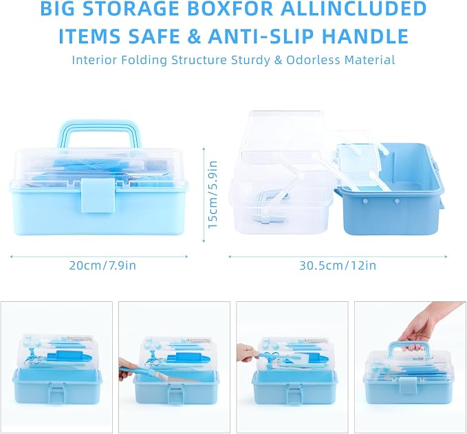 Cake Decorating Kit: Decorating Supplies Tools Kit 238 PCS Baking Accessories Include Spiping Bags and Tips Set, Piping Tips Set, Spatulas, Cake Scraper, 50 Piping Bags, Blue