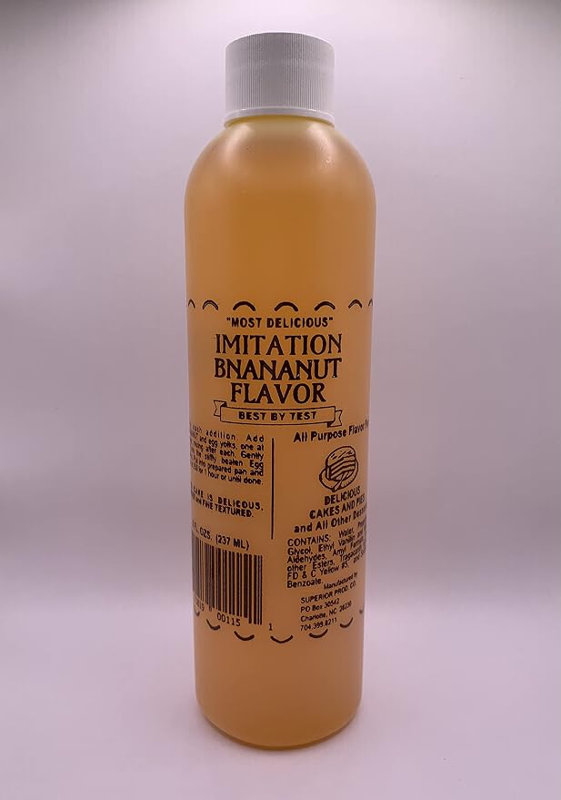 Superior Flavors 8oz Bottle | Cooking and Baking Flavoring | Delicious Substitute for Vanilla Extract | Water Based, and Alcohol Free (Bnananut)