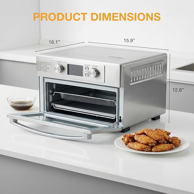 NEWBULIG 23QT Smart Touch Air Fryer Toaster Oven, Multi-Function Electrical Air Fryer Oven Combo, 7-in-1 Steel Countertop Ovens, 1800W Power, 120-Minute Timer, Convection, LCD Display