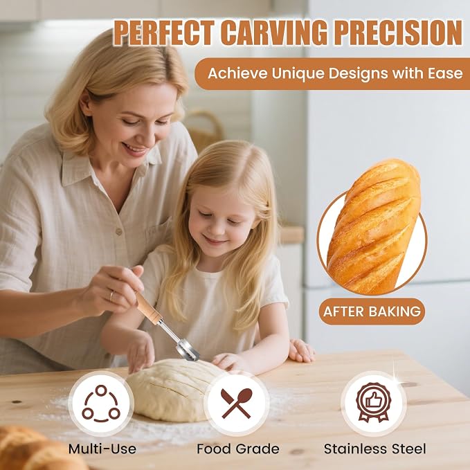 CUNSENR Bread Lame Blades Refill – Stainless Steel Scoring Blades for Perfect Bread Art, Suitable for Slicing and Scoring Sourdough, Baguettes, and More (5 Blades)