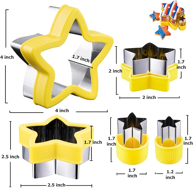 ETERSION Star Cookie Cutter 5 Pieces 5 Sizes 1" to 4"