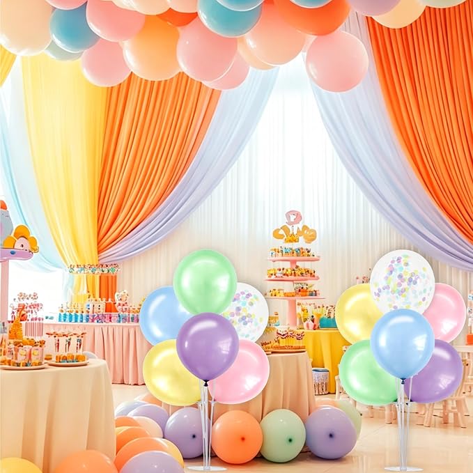 TONIFUL 4 Set Spring Macaron Theme Balloon Centerpieces for Table,Balloon Stand Kit for Kid Party Decor,Birthday Decorations Baby Shower Gender Reveal Engagement Easter Bridal Shower
