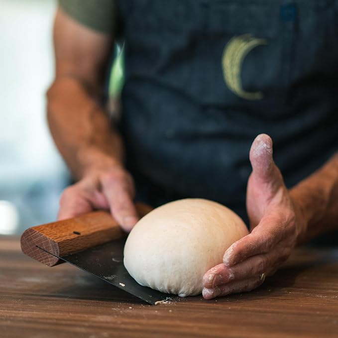 Challenger Walnut Bench Knife Dough Scraper with Stainless Steel Blade - Artisan Bread Making and Dough Shaping, Ergonomic Wood Handle, Baker-Designed, Made in USA (8” x 4.25”)