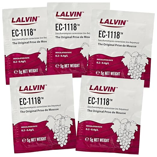 EC-1118 Saccharomyces bayanus 5 packs (5 g. Pouchs) Lalvin