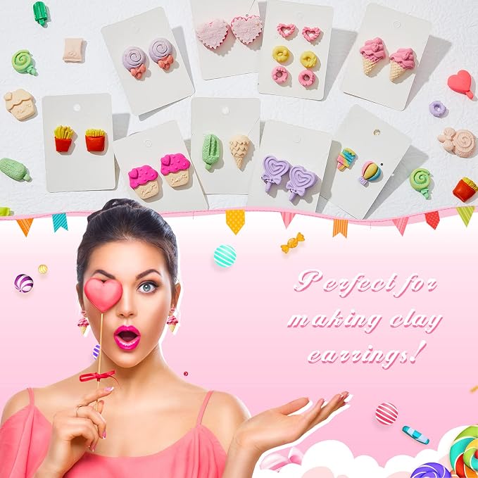 2 Pcs Sweets Polymer Clay Molds for Jewelry Making Candy Shape Ice Cream Lollipop Donut Chips Miniature Polymer Clay Molds Earrings Decoration