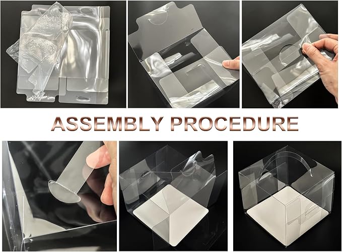 6x6x6Inch Transparent Bakery Boxes with Handles,20Pcs 5inch 6inch Clear Cake Box,Mini Cake Boxes,Clear gift boxes for wedding,birthday,party