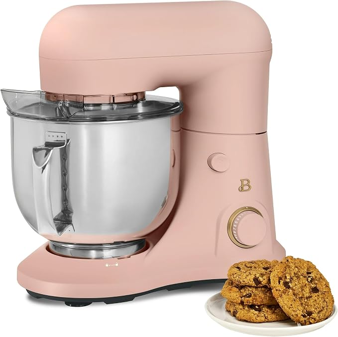 5.3 Qt Stand Mixer, 300W Electric Kitchen Mixer with 12 Speeds, Tilt Head Design, Stainless Steel Bowl, Dough Hook Whisk Beater Splash Guard (Rose)