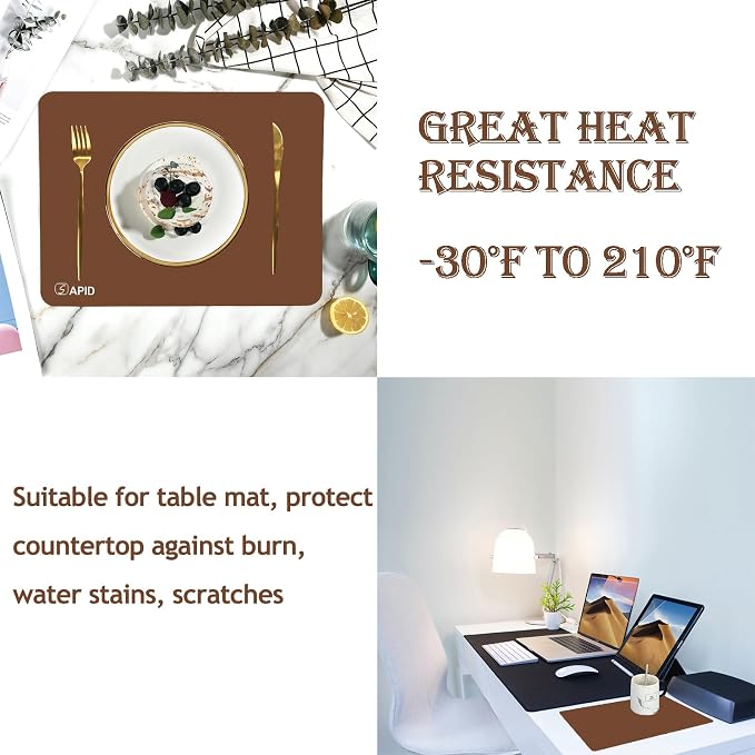 Sapid 2Pcs Thick Silicone Mat for Crafts, Nonstick Silicon Sheet for Epoxy Resin, Jewelry Mold Casting, Art Painting Mats, Food Grade Pastry Mat, Heat- Resistance Placemats (15.7"×11.8", Brown)