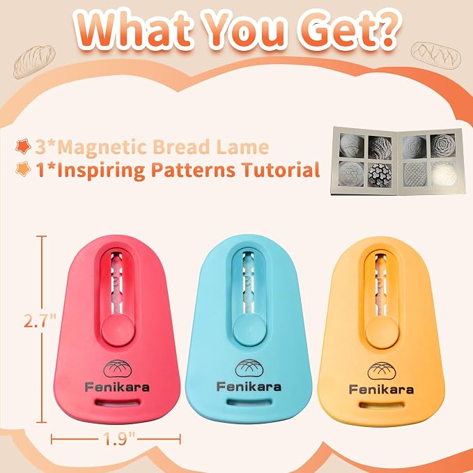3PCS Upgraded Magnetic Sourdough Scoring Tool & Versatile Bread Scoring Tool- Professional Bread Lame for Sourdough Bread baking & Bread Making Tools - Scoring Patterns booklet & Razor Blades