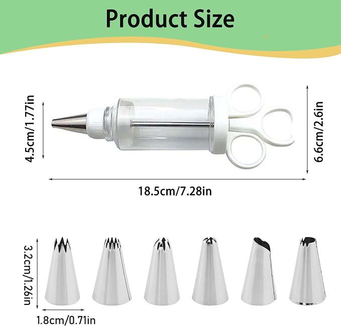 Hendiy Cake Decorating Set, Cupcake Icing Piping Kit, Frosting Piping Injector Kit with 6 Stainless Steel Icing Nozzles, Dessert Decorating Gun for DIY Cake Decorator, White