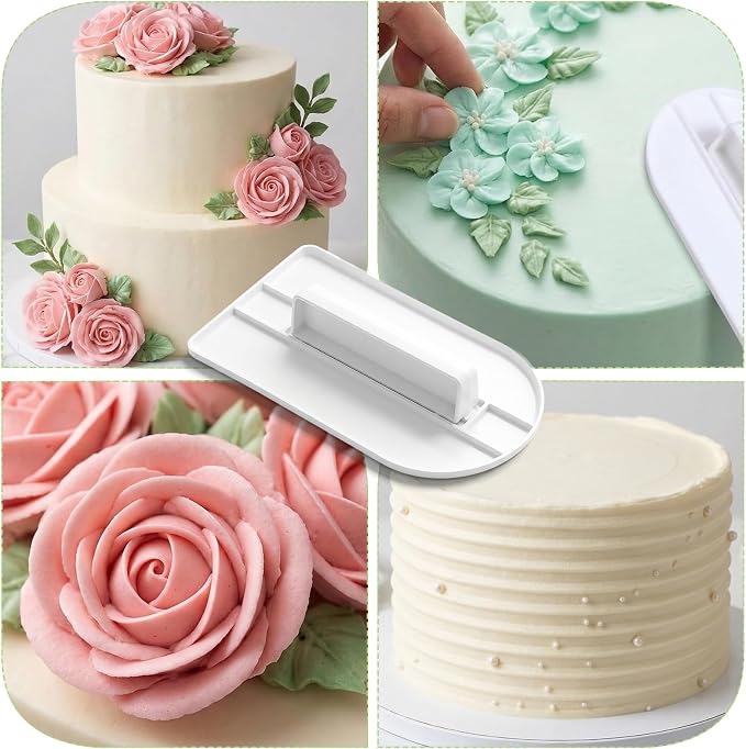 4 Pcs Fondant Smoothing Cake Scraper Smoother Cake Decoration Icing Smoother & Polisher Plastic Fondant Corner Smoothing Tools Set For Icing Sculpting And Sugar Craft White