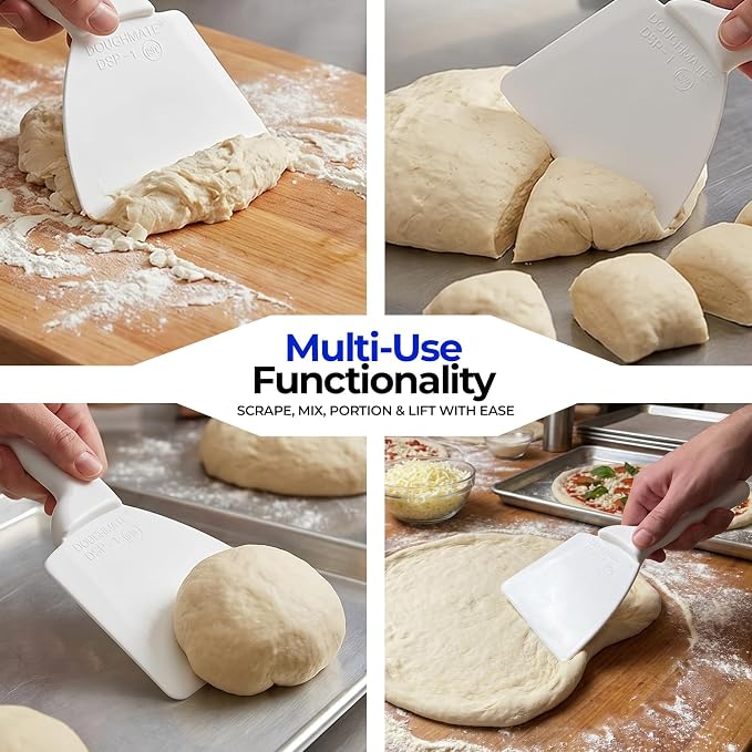 DoughMate® EZ-Lift™ Dough Scraper (2-Pack) – NSF Certified, BPA-Free Plastic Bench Scraper, Non-Scratch Dough Cutter for Pizza, Bread & Sourdough, Ergonomic Handle, Made in USA