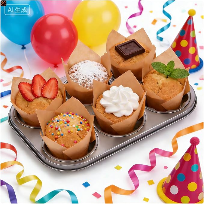 Nordic Paper 100-Piece Cupcake Liners - Food-Safe, Classic Tulip Design, Fits Muffin Tins for Baking & Party