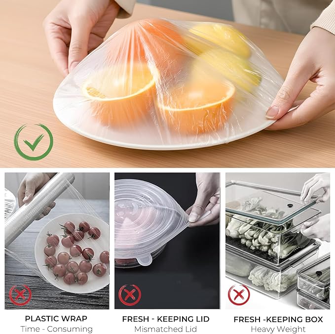 Homelove 100pcs Bowl Covers Bread Proofing - Large Plastic Wrap for Food Sourdough Bread Baking Rising Elastic Reusable Plate Covers Outdoor Food Fresh Keeping Bags Shower Cap Hair Deep Conditioning