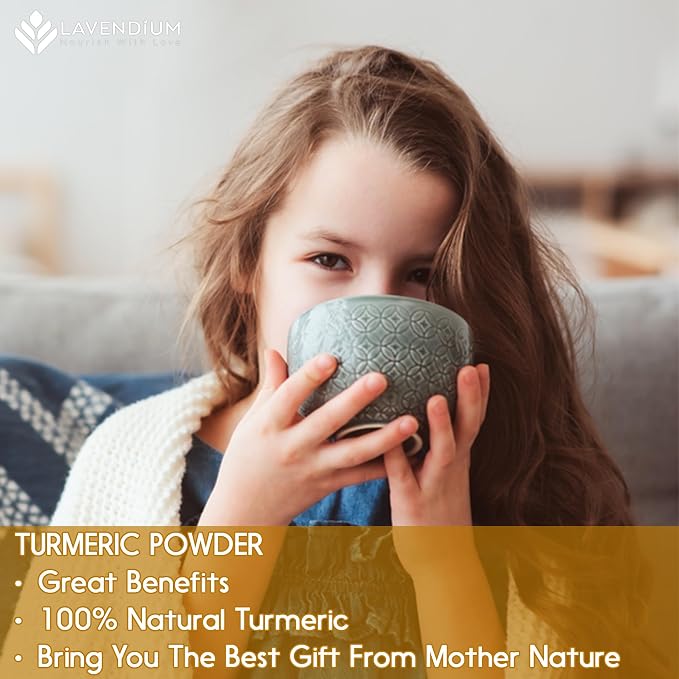 Lavendium, Premium 20oz Turmeric Powder, 100% Natural & Pure Ground Turmeric Root, No Additives or Preservatives, Non-GMO, Plant-Based & Vegan, Perfect for Golden Milk, Curry, Soups & Smoothies