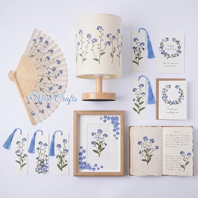 48 Pcs Natural Dried Pressed Forget-me-not Flowers for Wedding Cake Decorating, Real Dry Flower for Resin Jewelry Making, DIY Bookmarks Art Crafts(Forget-me-not)