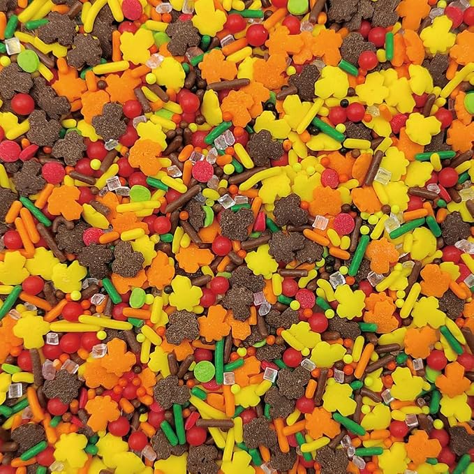 Homankit Thanksgiving Sprinkles Autumn Fall Sprinkles Edible Maple Leaves Confetti Sprinkle for Baking Cake Cupcake Toppers Cookie Donut Dessert Decoration 3.53 Ounces