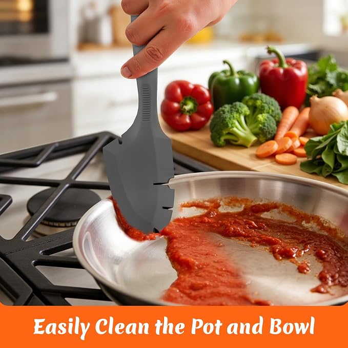 Silicone Bowl Scraper Spatula for KitchenAid Mixers, Heat Resistant Beater Blade Cleaner for Paddle Attachments, Dough Hooks & Mixing Bowls(Grey)