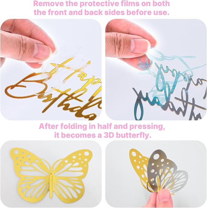 Crown Cake Topper, Pink & Rose Gold Crown Balls Happy Birthday Cake Toppers Candles Butterfly, Corona Para Pastel, Crown Cake Decorations for Women Queen Princess (Rose Gold, Jelly Pink)