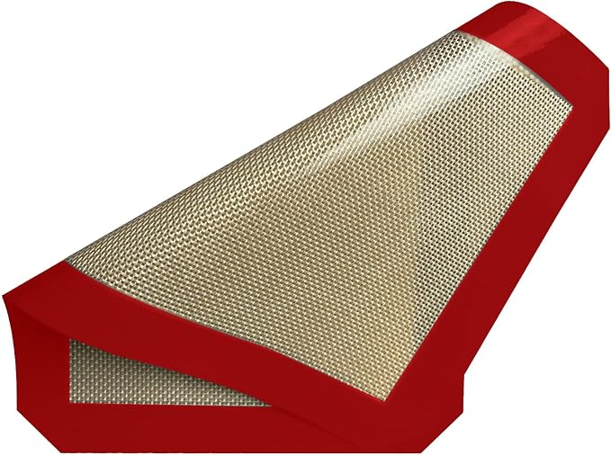 Small Silicone Baking Mats, Set of 4,11-4/5x8-1/4 Inch Quarter Sheet Size, Non Stick, BPA Free, 1/4 Baking Sheet Pan Liner for Cookies, Macaron, Bread, Pastry, Toaster (Red)