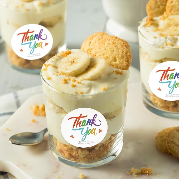 Heyfibro 500 PCS 1.5 Inch Thank You for Supporting My Small Business Stickers for Packing, Parties, Bags, Boxes(Text 4)