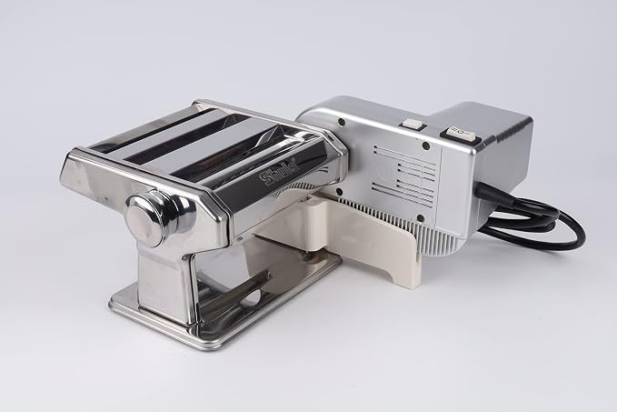 Shule Electric Pasta Maker Machine with Motor Set Stainless Steel Pasta Roller Machine Silver