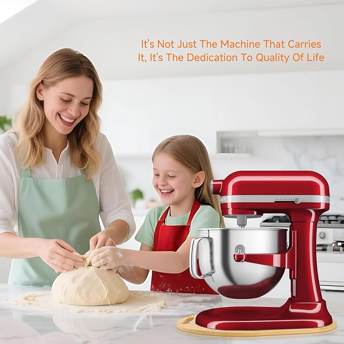 Mixer Slider for Kitchen Aid 5-8 Qt Bowl Lift Stand Mixer, Bamboo Appliance Sliding Mat for Kitchenaid 5-8 Qt, Kitchen Countertop Accessories Mixer Moving Tray Attachments, With Handle