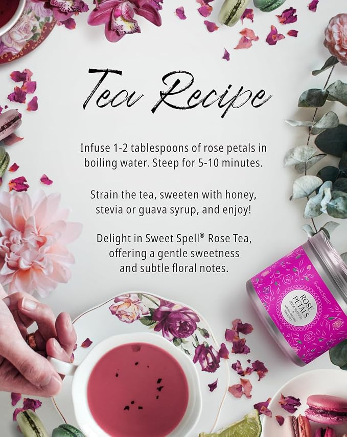 Sweet Spell Dried Rose Petals - Edible Flowers for Drinks, Cocktails, Cake Decorations - Ideal for Tea, Soap & Candle Making - 14g (0.5oz)