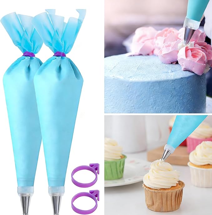 60Pcs Professional Silicone Piping Bag Ties - Leak-Proof Reusable Icing Bag Clips for Cake Decorating - Food Grade Pastry Bag Sealing Rings for Cookies & Cupcakes (3 Vibrant Colors)