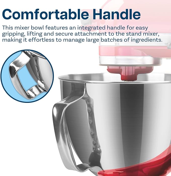 Mixer Attachments for KitchenAid 4.5–5 Quart Tilt-Head Stand Mixers – Compatible with Artisan & Classic – Beaters, Whisks, Dough Hooks & Attachment Sets by MMOBIEL (Mixer Bowl, Stainless Steel)
