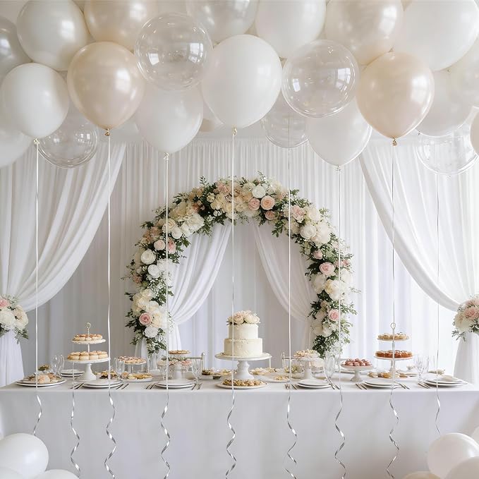 160Pcs 12 Inch White Pearl White Clear Latex Balloons Kit, Bride Balloons Arch for Bridal Shower Wedding Engagement Bachelorette Birthday Party Decorations