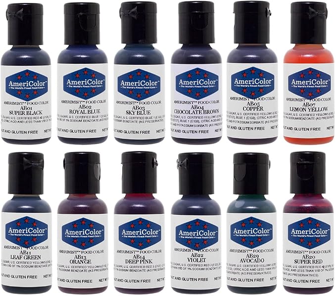 Food Coloring AmeriColor AmeriMist Airbrush Kit, 12 .65 Ounce Bottles